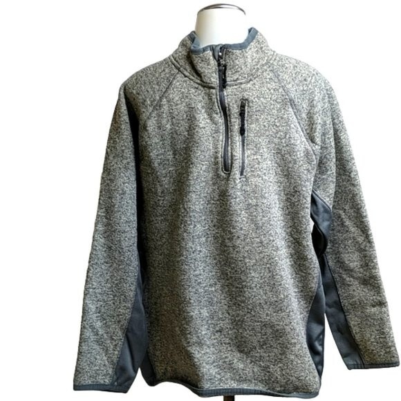 Beverly Hills Polo Club Sweater Men X-Large Fleece Quarter Zip Pullover Gray XL - Picture 8 of 9